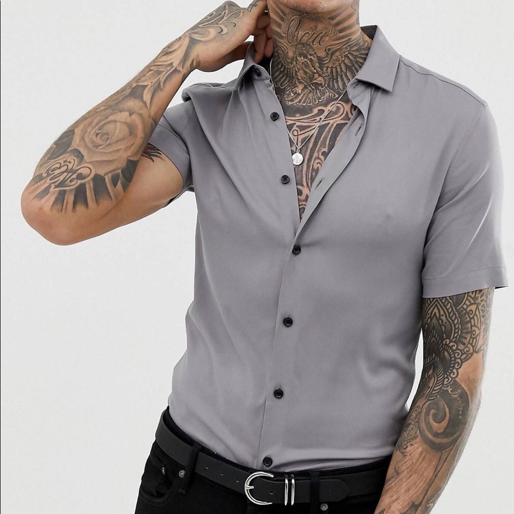 Muscle viscose shirt in gray